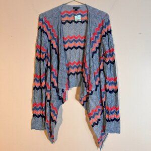 TORRID Plus Gray/Orange Waterfall Chevron Cardigan Sweater NWT